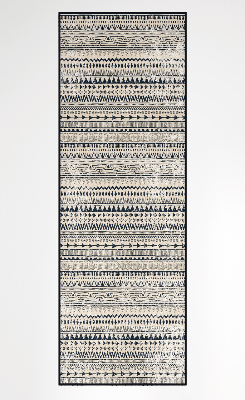 Deerlux Boho Living Room Area Rug with Nonslip Backing, Bohemian Tribal Print Pattern